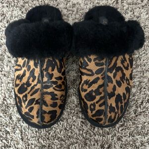 UGG Black and Brown Leopard Print Slippers